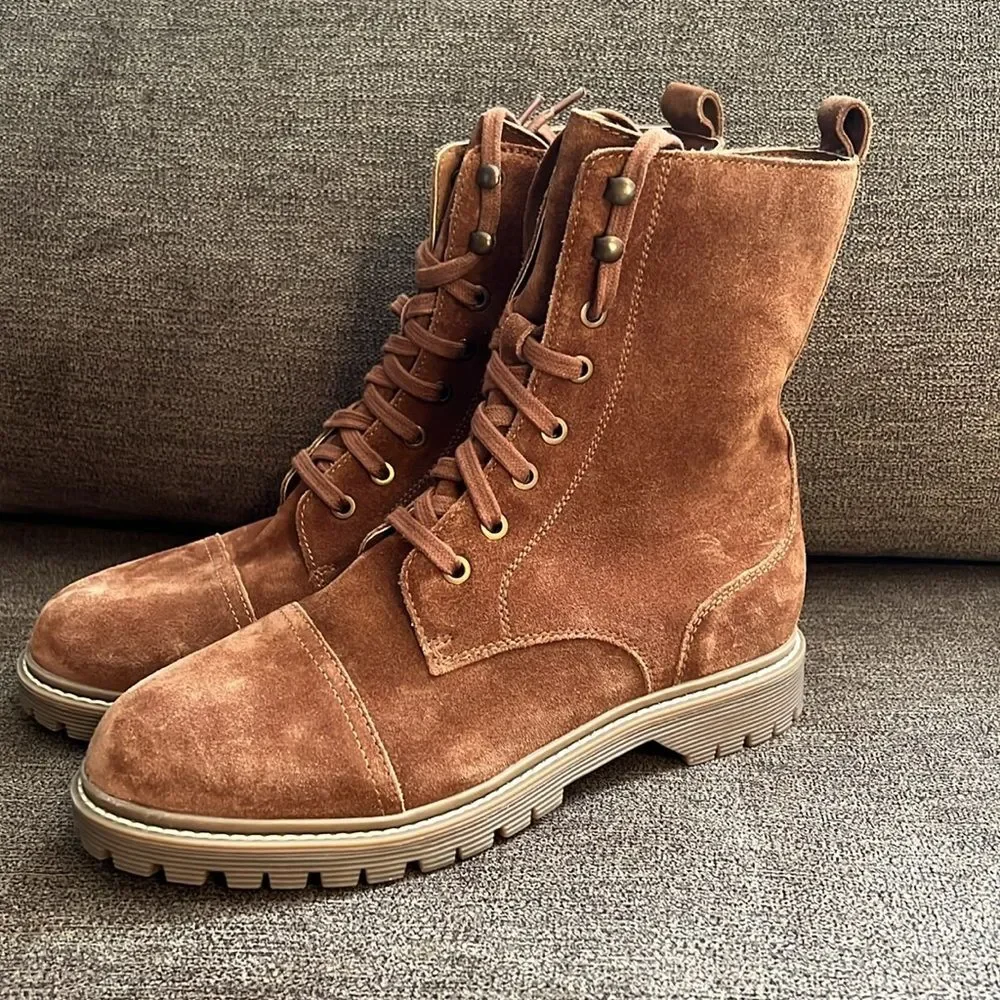 NEW ZODIAC Women's Bruna Bootie ~ Combat Boot ~ Leather Upper Size 9.5 Cognac